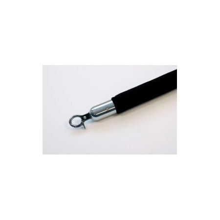 Lawrence Metal Prod. Queueway Velour Rope Black 6' With Polished Chrome Rope Ends Economy Line QWAYROPE-33-6-1P